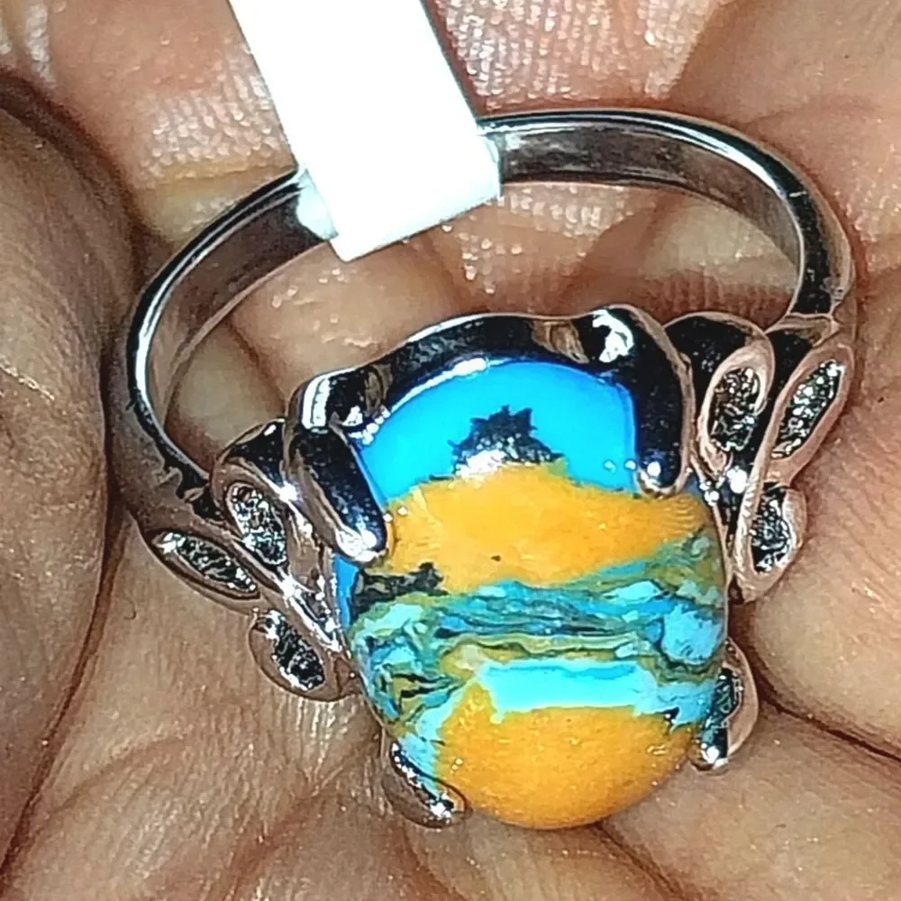 Vintage natural stone ring for women sz 9